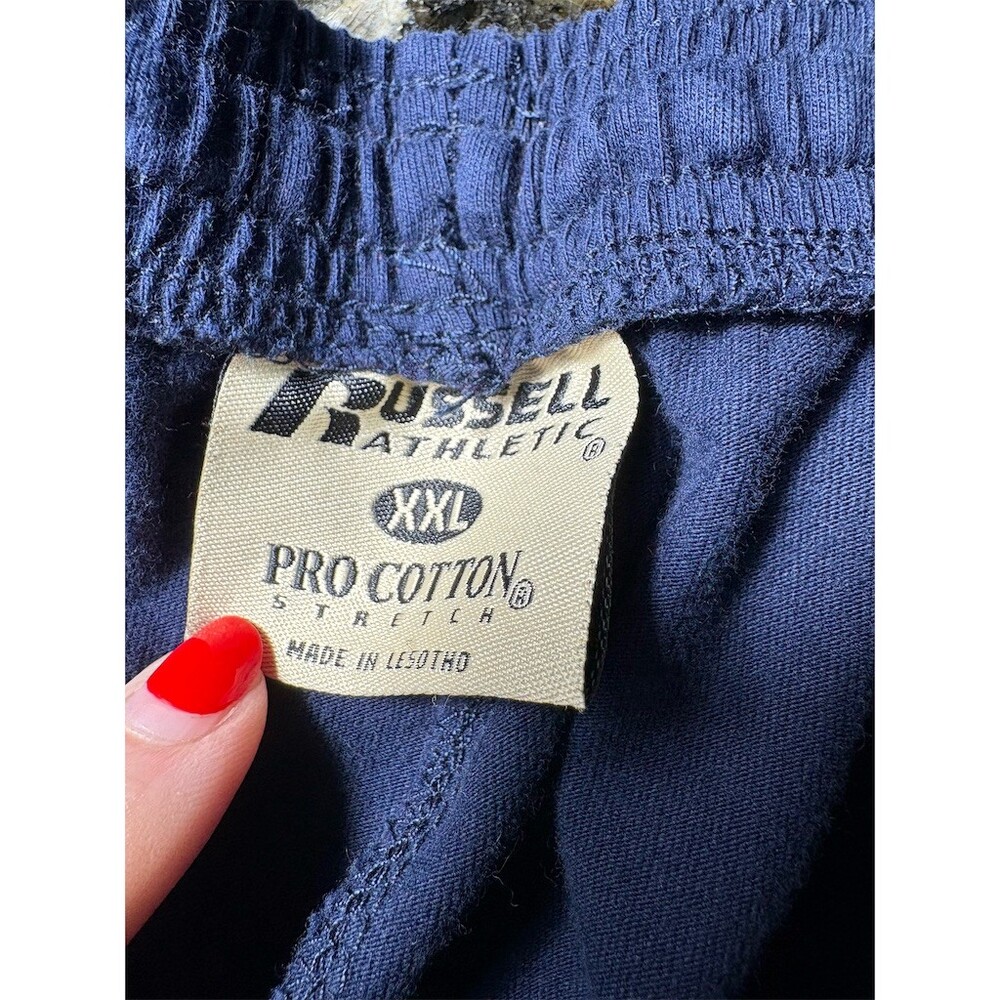 Russell Athletic Sweatpants Mens 2XL Navy Elastic Waist Side Pockets Logo - Picture 9 of 10